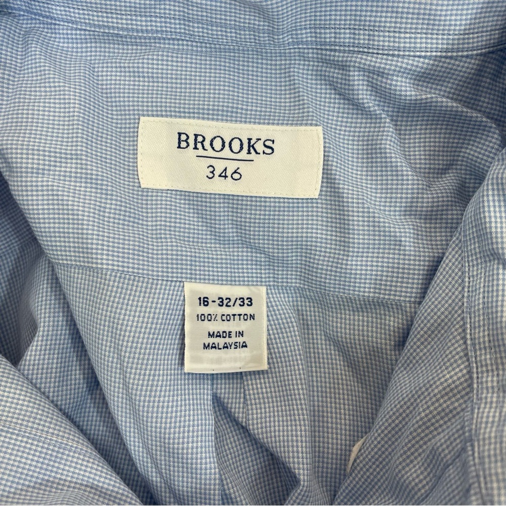 Brooks 346 Light Blue Tiny Checker Button Down Sh… - image 3
